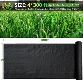 GOTGELIF 4×300FT Heavy Duty Weed Barrier, 3.2oz Premium Garden Weed Barrier Fabric, Ground Cover for Gardening, Farming, Landscape
