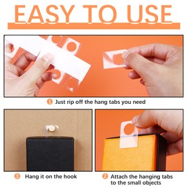 1500Pcs Hang Tabs Self Adhesive Hanging Tabs 1.3×0.9 Inch, Clear Plastic Hang Tags Round Hole Sticky Hanging Tab for Retail Small Sale Items and Handicrafts Jewelry Display Tags