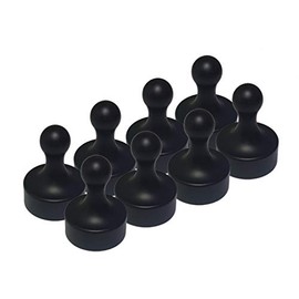 LeBigMag® 8 XXL Black Office Neodymium Magnets Extremely Strong Large Cone Magnets e.g. for Posters and Cards for Notice Board Glass Magnetic Board Diameter 29 mm 37 mm High