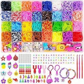 Kit para Hacer Pulseras, 2700+ Kit de Pulseras para Niña, Juego de Bandas de Goma Elástica DIY,Rubber Bands Bracelet de Telar Colorido, Juguetes para Niñas 6-7 años, Regalo para Niños de 7 a 12 años