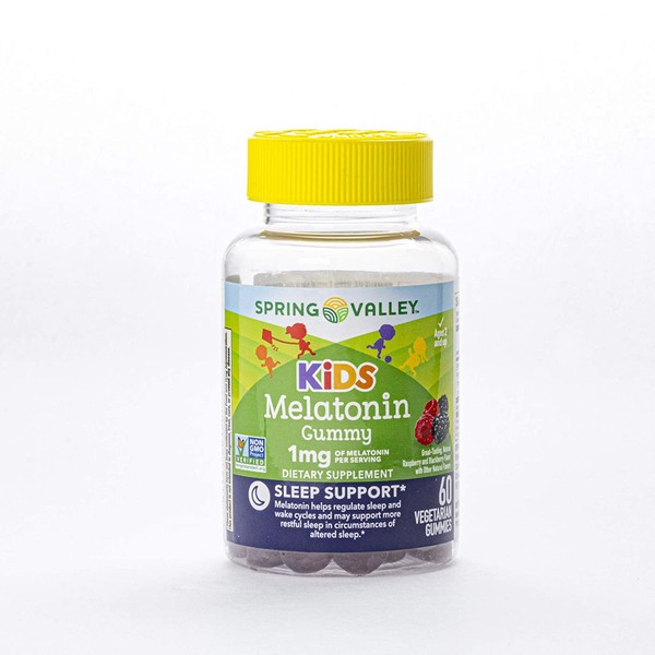 Spring Valley Kid's Melatonin 1 mg Sleep, 60 Vegetarian Gummies (Pack of 2)