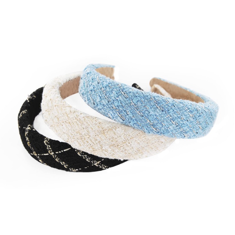 axy Wide Headband with Tweed Fabric Padded - Beautiful Women's