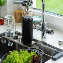Sanni Shoo Drip.it 3 in 1 Multifunctional stainless steel space-saving, over-the-sink drip rack Sodastream Bottle Holder for Crystal, Emil, etc. bottles: Drip rack drainer Tidy