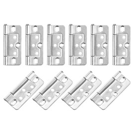 sourcing map 10Pcs 3x1.4 Inch Door Hinges Non-Mortise No Noise Bifold Door Hinges Plating for Cabinet Furniture Window Wardrobe, Silver Tone