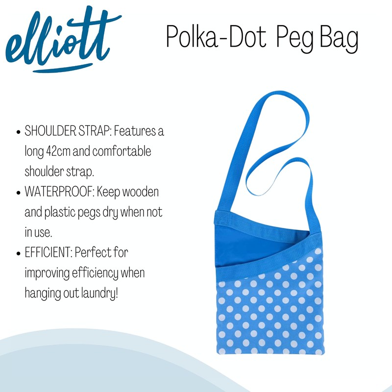 Elliott Peg Bag in Blue and White Polkadot Pattern with