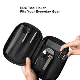 ALPAKA Admin Pouch Pro EDC Pouch Organizer - Small EDC Tool Pocket for Men with YKK Zipper, Weatherproof Tool Sheath for Gears, Electronics, Cables, Travel Accessories, Black-300D