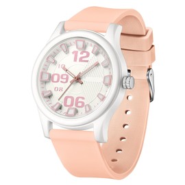 Wrist watch women's waterproof bracelet watch women's wristwatches children's watch girls ultralight and ultra-thin children's watch with soft strap, white pink, Strap.