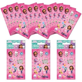 Gabby's Dollhouse Party Bag Sticker Bundle (18 Sheets) | Perfect for Children’s Parties and Stocking Fillers | Can be Used for Decoration and Scrapbooking, Pink, 12.5cm x 7.5cm