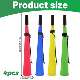 4 Pieces Neon Woofer Horn with String – Loud Stadium Trumpet,Noise Maker for Football,Sports, Cheer, Funny Noise Makers Party Favors for Years Graduation