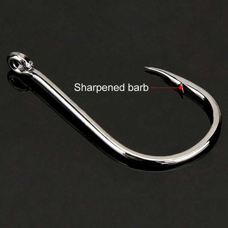 1000PCS Fishhooks Fish Hooks with Barbs 10 Sizes Carbon Steel