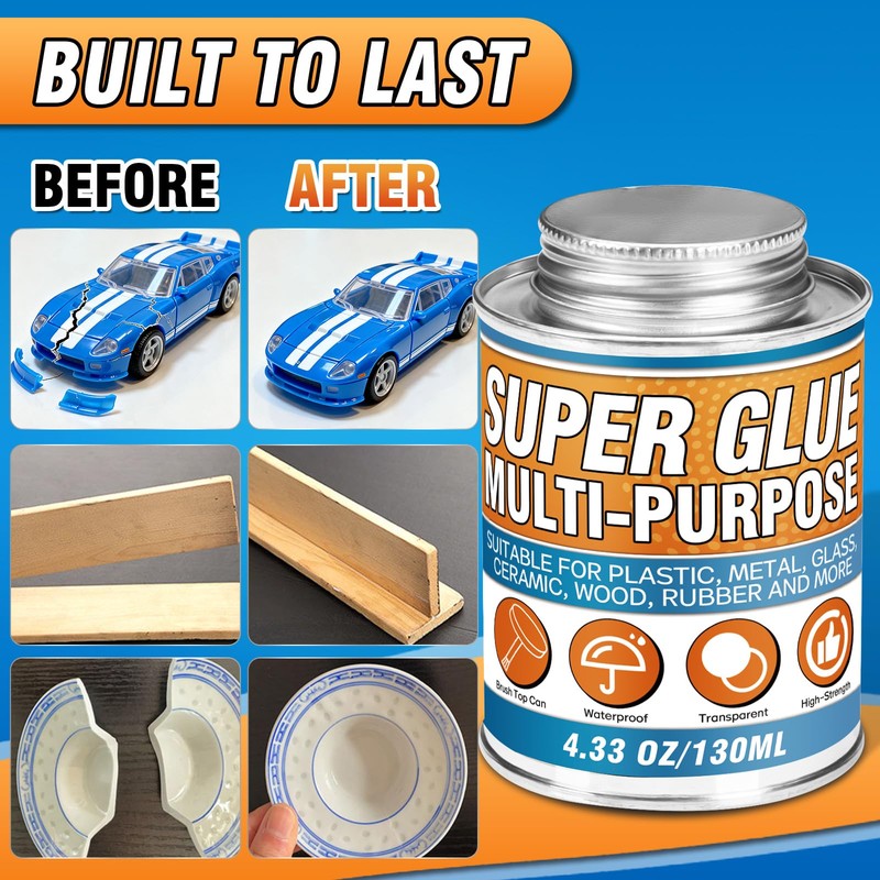 Super Glue with Brush (130ml) - All Purpose Strong Clear