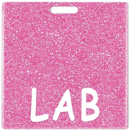 Abamilaka Pink LAB Badge Buddy Card Holder Glitter LAB Tech Badge Reel Holder Bling Horizontal Acrylic Cards Accessories Coworker Nurse Laboratory Gifts Badge Buddies Identification Tags ID Name Card