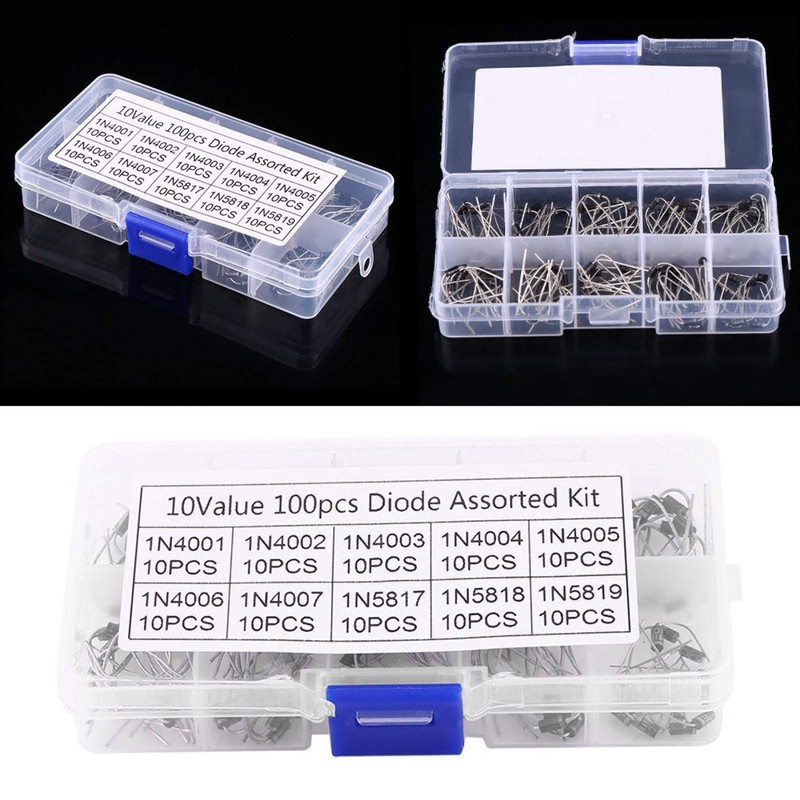 Rectifier Diode Assortment Kit, 100pcs 1N4001-1N4007 1N5817-1N581910 Value Electronic Rectifier