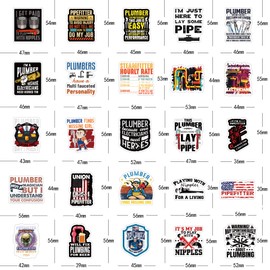 Pipefitter Stickers 54pcs Work Decals Aesthetic Waterproof Vinyl Pack Stickers for Water Bottle Laptop Adults Phone Skateboard DIY Decorative Supplies Activities Party