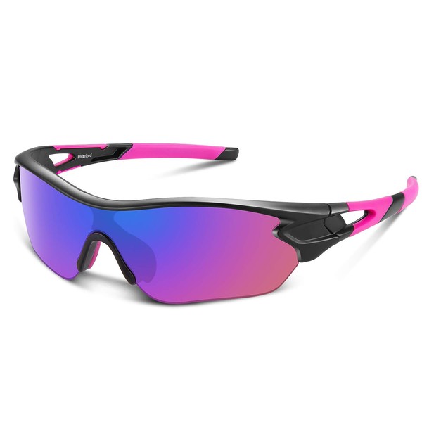 Mens Sunglasses Polarized Sports Sunglasses for Men Women Youth Cycling Running Driving Fishing Golf Motorcycle Baseball TAC Glasses (Pink)