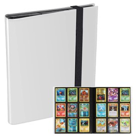 Card Files Collection File Trading Card Binder, 9 Pockets, Holds 360 Cards, Large Capacity, Card Double-Sided Collection, Includes Fixed Band, PP Material (White)