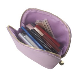 Kososuru Small Travel Cosmetic Bag Portable Makeup Bag PU Leather Makeup Pouch for Women (PU leather, Purple)