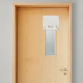 KGORGE Classroom Door Window Curtain, 100% Blackout Privacy Protect Linen Blended French Door Curtain Effortless Self-Ahensive Door Window Blinds for Clinic Hospital, W12 x L40 inch, Ivory, 1 Panel