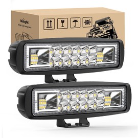 Nilight LED Pods 2PCS 6 Inch 60W Flood Spot Beam Combo Light Bar Driving Fog Off Road Lighting 12V 24V for Trucks UTV ATV Marine Boat Golf Cart Trailer