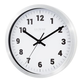 La Crosse Technology La Crosse Clock 10 in Silver Metal Analog Wall Clock Wall Clock with White Dial, 404-2626, Silver, Pack of 1