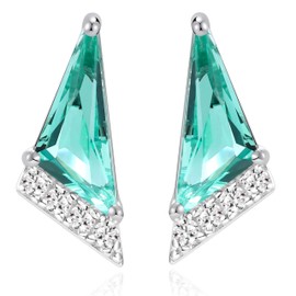 QUADRI 925 Silver Stud Earrings with Zircons - Heart, Hoop Earrings, Solitaire, Amethyst, Sapphire, Aquamarine - Stud Earrings Jewellery Women Made in Italy - Includes Gift Box, small, Sterling Silver