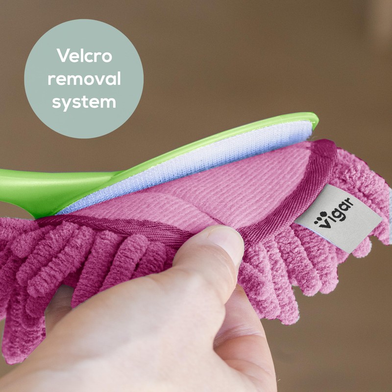 VIGAR Flower Power Microfiber Duster with Comfortable Non-Slip Handle, Detachable