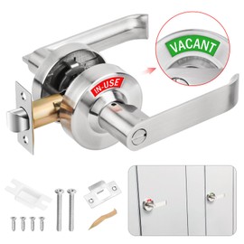 Aglehome Bathroom Indicator Privacy Door Lock, Vacant Occupied Lock, Large Vacant or In-Use Door Handle, ANSI Grade 2 Commercial Grade, Satin Chrome