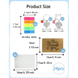 DRHYO Thank You Gifts 6 set, Appreciation Keychain for Teacher/Coworkers/Nursery Staff Leaving Gifts, Thank You Cards for Wedding/Christmas/Thanksgiving