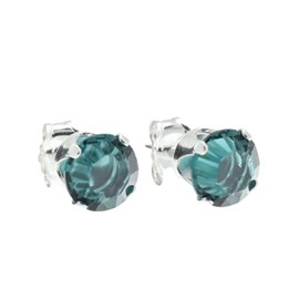 pewterhooter Women's Silver Sparkling Emerald Crystal Stud Earrings
