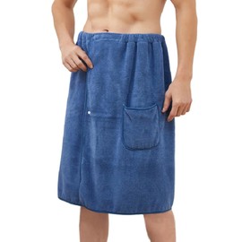 XINCHIA Bath Towel Wrap for Men Absorbent Wearable Bathrobe Coral Fleece Shower Wrap Summer Beach Bathing Towel Cover Up Skirt with Pocket for Home Gym Spa Beach Pool Sauna-Soft, Adjustable
