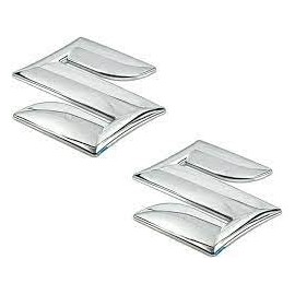 (2) NEW OEM SUZUKI "S" EMBLEM TANK DECALS CHROME GSXR 600 750 1000 68111-18G20