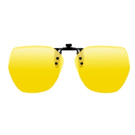 Polarised Night Driving Glasses Clip for Glasses Wearers Anti-Glare Polarised Sunglasses Clip UV400 Protection HD Yellow Lenses Unisex Suitable for Driving at Night, Rain, Fog, yellow