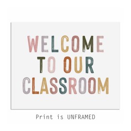 WCDHOR Welcome To Our Classroom Sign, Boho Wall Art, Rainbow Classroom Wall Art, Teacher Gift, School Welcome Sign, Unframed (8x10 INCH)