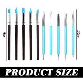 10 Stück Fondant Modellierwerkzeug,Modelierwerkzeugset,Silikon Stift Gummipinsel,Ton Werkzeug Set,Modelier Bastel Clay Werkzeuge Sculpting Tools,Dotting,Malerei Pinsel für Keramik Skulptur,Nagelkunst