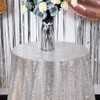 JYFLZQ Silver Round Sequin Tablecloth 50" Small Sparkly Silver Metallic