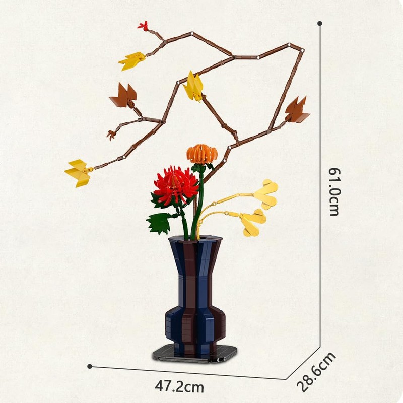 CaDA C59025W Botanical Flower Building Blocks,795 PCS Autumn Flower Building