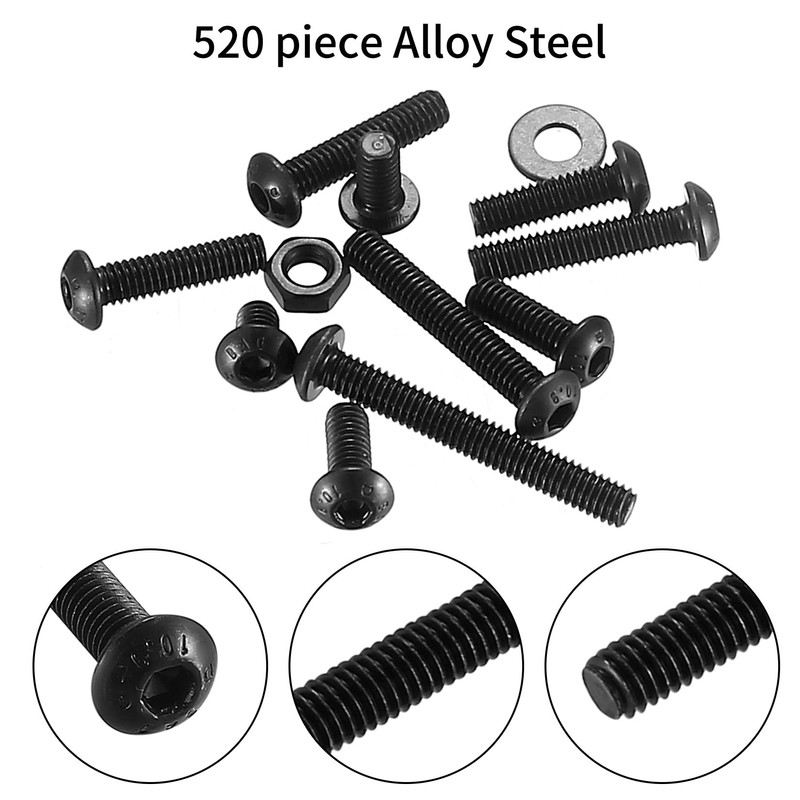 425 Piece M4 Screws Set, Allen Screws Nuts Set, Black