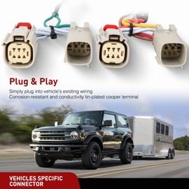 Nilight 4 Pin Trailer Wiring Harness Kit 56468 Vehicle Standard 4 Way Connector Custom for 2021 2022 2023 2024 Ford Bronco with LED taillights Simple Fit Tow Hitch