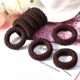 16 Pieces Thick Cotton Hair Ties Seamless Cotton Hair Bands No Crease No Break No Slip Hair Bands Seamless Hair Elastics Ties Thick Stretchy Ponytail Holders for Women Girls (Brown)