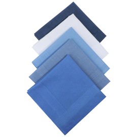 JIYIN Pack of 5 Men's Fabric Handkerchiefs, 40 x 40 cm, Men's Handkerchiefs, Soft Pocket Square, Cotton, Men's Handkerchiefs, Reusable Men's Handkerchiefs, blue