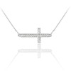 925 Sterling Silver Cute CZ Pendant Sideways Cross Necklace (Sterling-silver,
