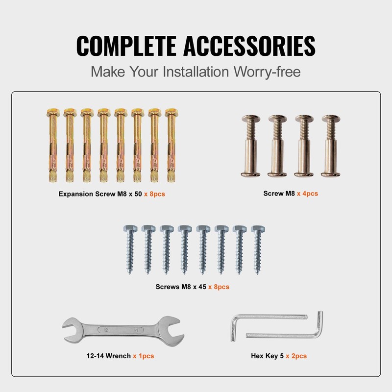 VEVOR Adjustable Metal Staircase Handrail for Outdoor Steps, 2-3 Steps