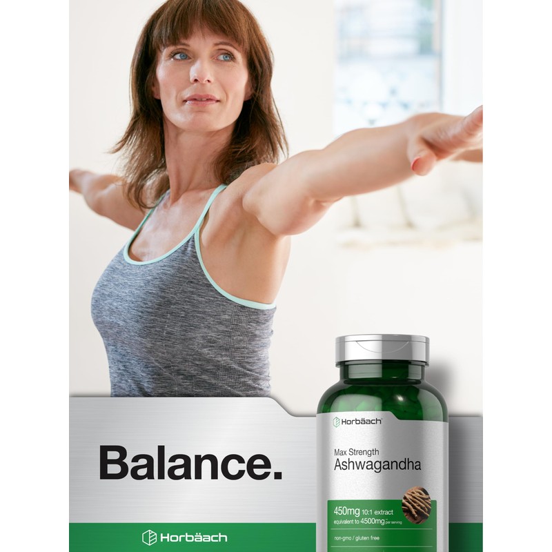 Horbäach Ashwagandha Supplement for Women and Men | 200 Capsules