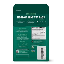 FGO Organic Moringa Mint Tea, 20 Count, Eco-Conscious Herbal Tea Bags, Resealable Bag, Caffeine Free, Packaging May Vary (Pack of 1)