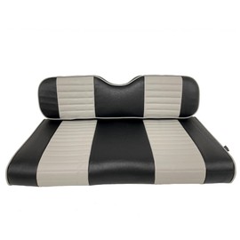 Huskey 4PCS Golf Cart Seat Covers Front & Rear for Club Car Precedent 2004+,Tempo 2017+ G&E Models,Two-Toned Black with Light Gray Stripe & Piping,Custom Fit,1/2" Padding, Marine Grade Vinyl