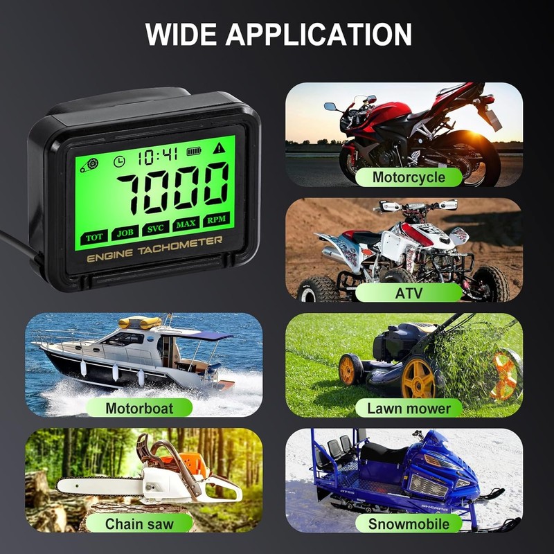 Small Engine Tachometer, Tachometer for Small Engines,Digital Tachometer, Motorcycle, Chainsaw,