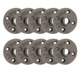 1/2" Heavy Duty Floor Flange, Home TZH 10 Pack Malleable iron Pipe Flange for Industrial vintage style, Flanges with Threaded Hole for DIY Project/Furniture/Shelving Decoration(1/2", 10)