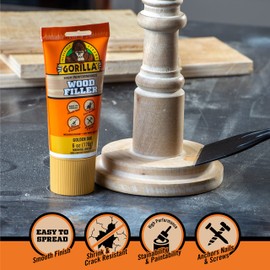 Gorilla All Purpose Wood Filler, Golden Oak Color, 6 Ounce Tube (Pack of 2) - Water Resistant for Indoor or Outdoor Projects and Repairs