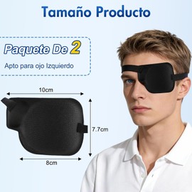 Paquete de 2 Parches para Ojo Perezoso Unisex, Material EVA (Ojo Izquierdo) Parches de Ojos, Diseño 3D Ajustable y Transpirable, Ideal para Tratamiento de Ambliopía, Estrabismo en Adultos