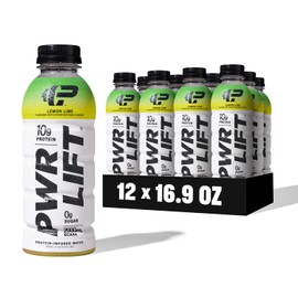 Whey Protein Water Sports Drink by PWR LIFT | Lemon Lime | Keto, Vitamin B, Electrolytes, Zero Sugar | Post-Workout Energy Beverage | 16.9 Oz (Pack of 12)